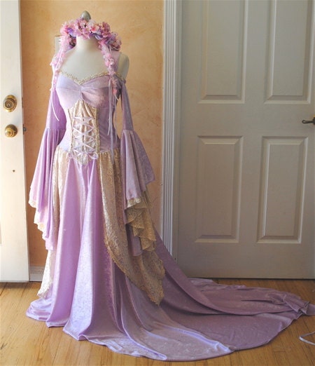 Lady Gwen Lace Up Fantasy Medieval Velvet and Lace Gown Custom