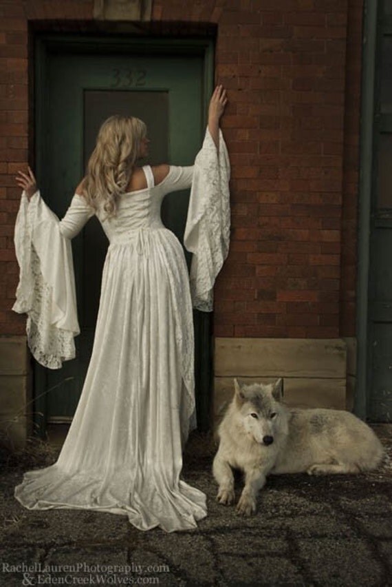 Gwendolyn Medieval Velvet and Lace Wedding Gown and Cape Set Custom