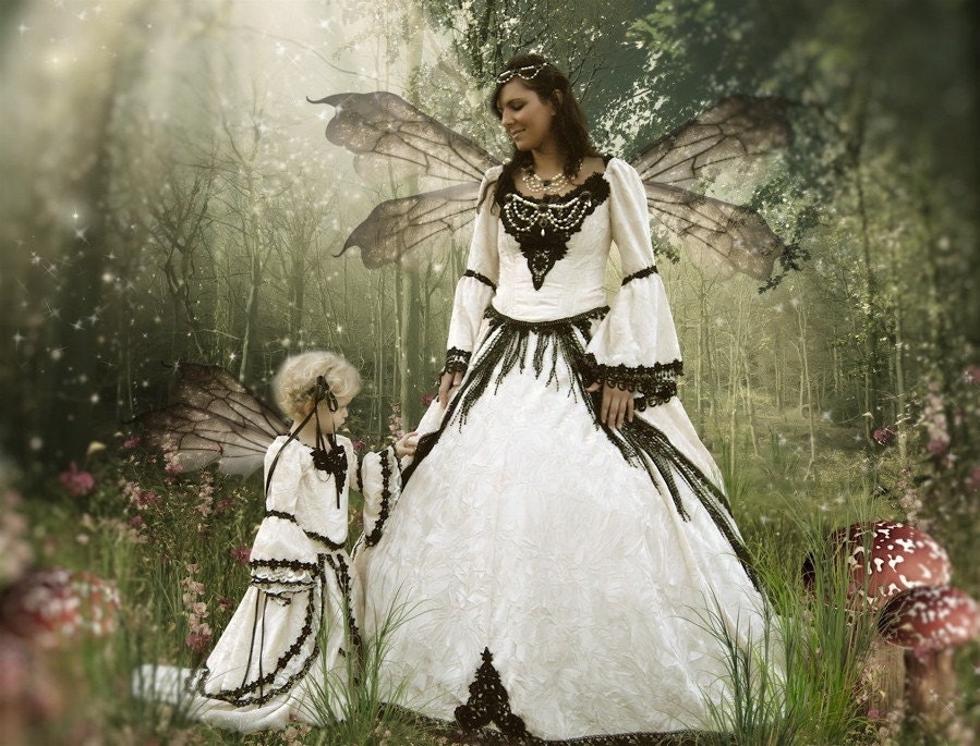 Gothic Wedding Gown and Cape Steampunk Medieval Renaissance Custom