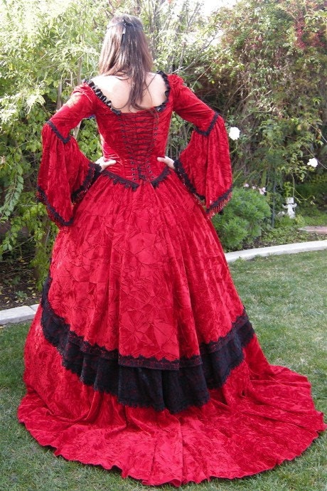 Gothic Wedding Gown and Cape Steampunk Medieval Renaissance Custom