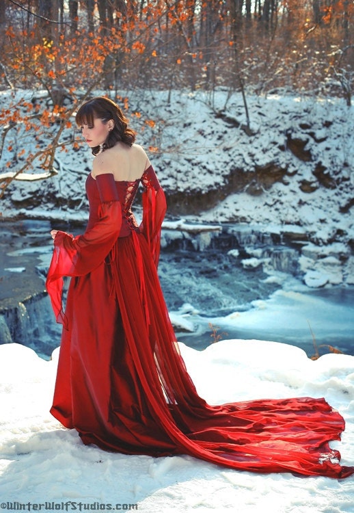 Miranda Medieval Corset Gown Silk and Chiffon Custom