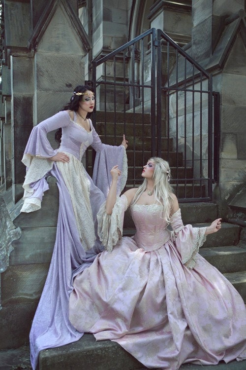 Lady Gwen Lace Up Fantasy Medieval Velvet and Lace Gown Custom