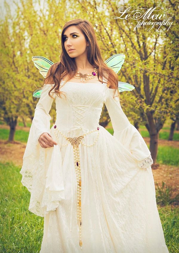Gwendolyn Medieval or Renaissance Fairy Wedding Gown Velvet and Lace Custom