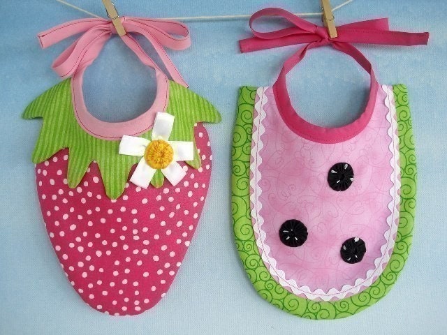 Strawberry and Watermelon Baby Bib Sewing Pattern - PDF ePattern