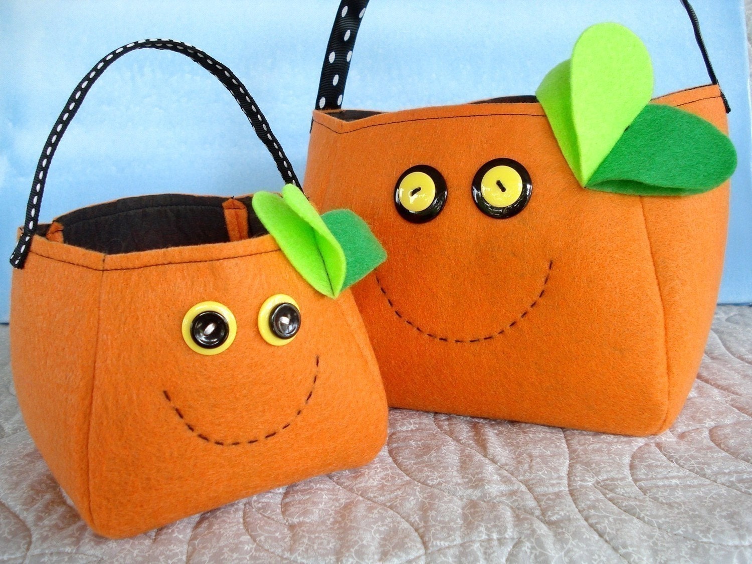 Toy Sewing Pattern for Ghost, Spider and Pumpkin Treat Bags - PDF ePATTERN