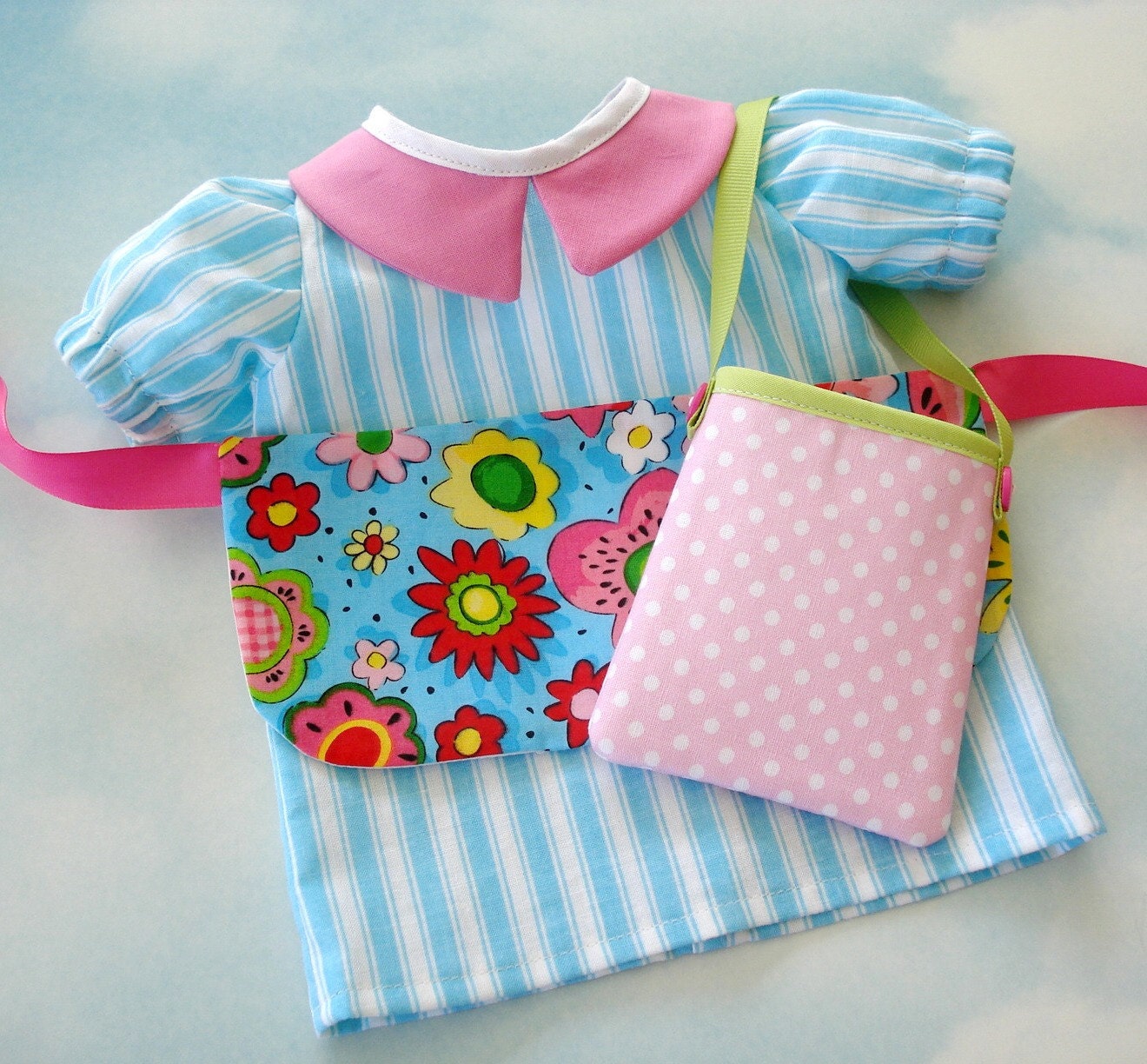 18 inch American Girl Doll Clothes Sewing Pattern - Dress, Aprons & Bags - PDF ePattern