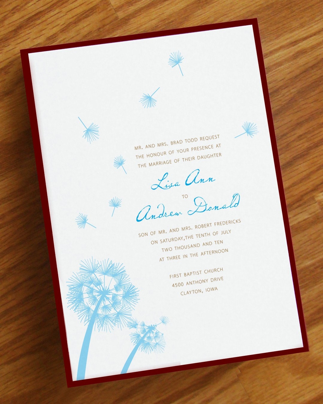 Dandelion Wedding Invitation