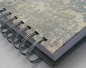 Mini Weekly Organizer-Planner-Agenda includes Address Book with Distress-Look Blue & Green Damask Cover