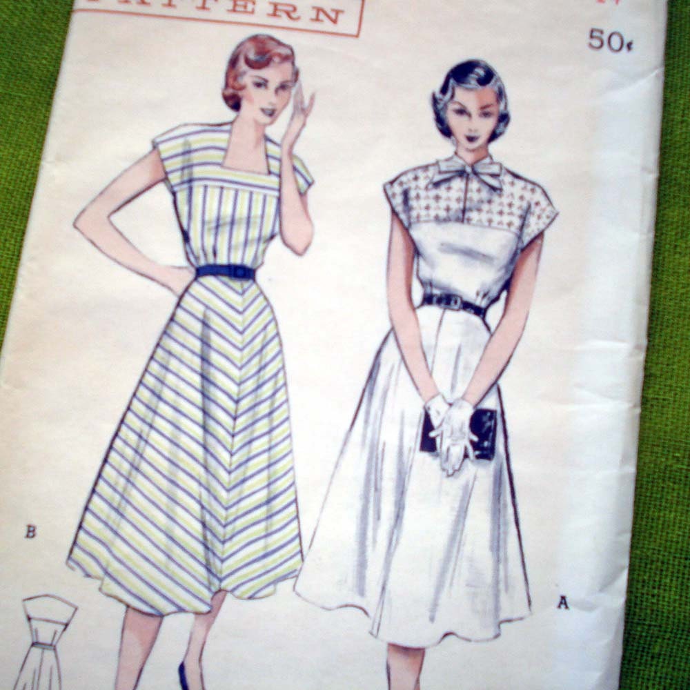 1951 Vintage Sewing Pattern - DRESS High Bodice Yoke - Butterick 5642 / Size 14