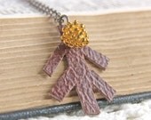 Gold Pinecone and Leather Necklace - 'Golden Pine'