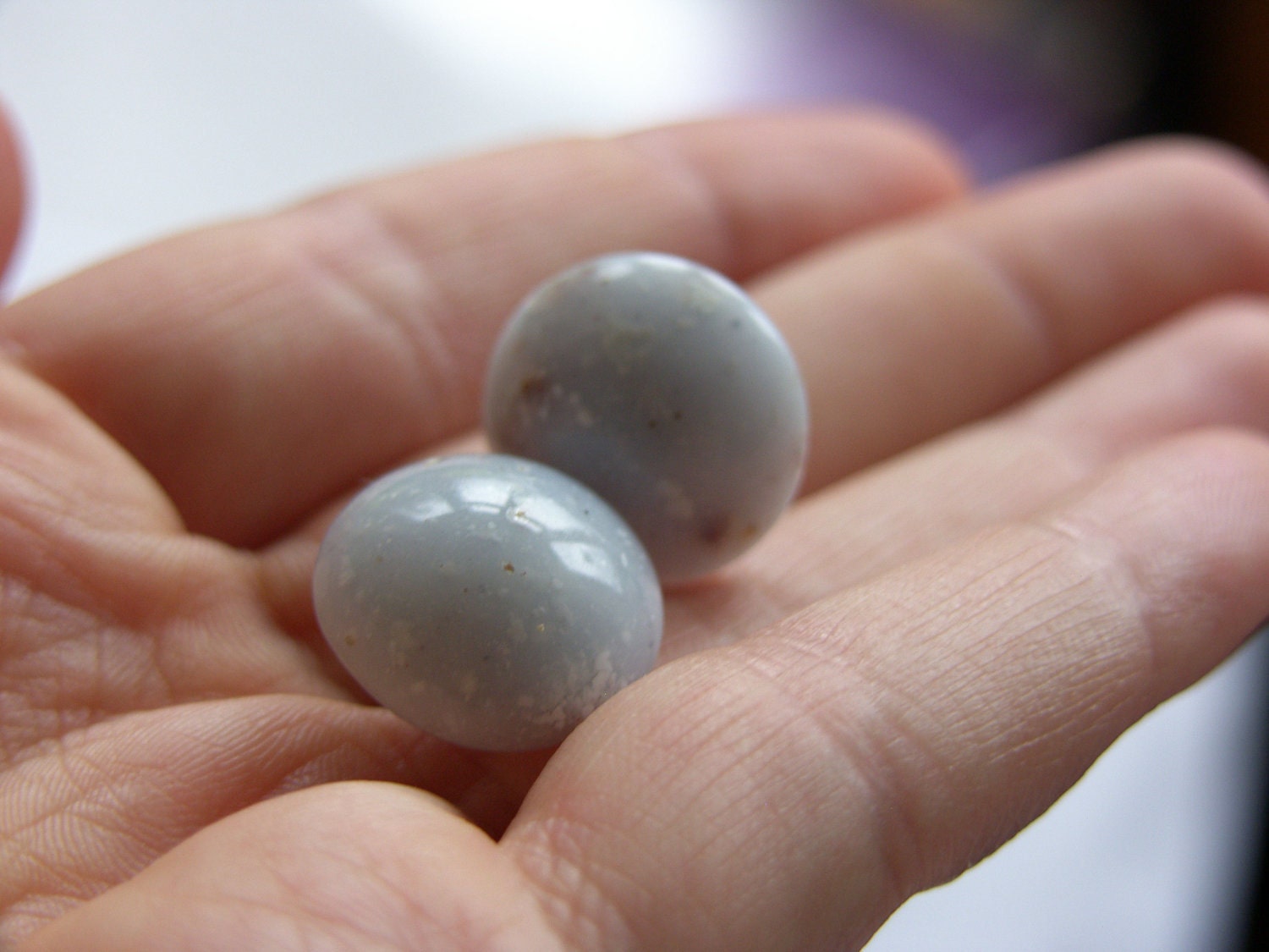 Light Blue Post Earrings - Round Vintage Studs