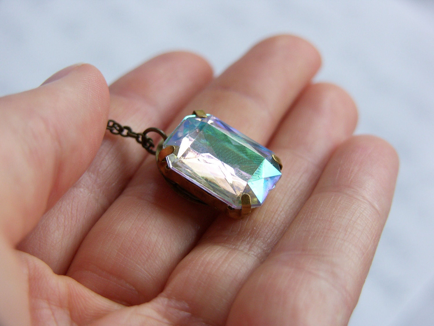 Vintage Clear AB Gem Necklace - 'Jewel in the Crown'