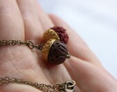Wood and Seed Bead Acorn Necklace