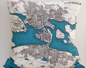 vintage STOCKHOLM map pillow DIY KIT, made to order, 16x16 envelope style