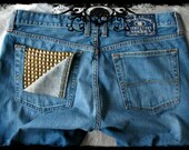 New 36/33 Mens Super destroyed brass pyramid studded pocket Lucky Brand jeans