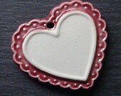 Bezel Ceramic Heart Pendant in Red