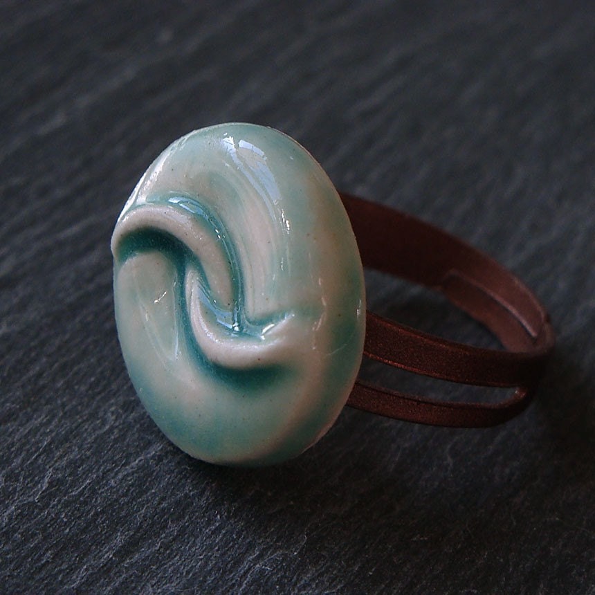 Green Ceramic Ring Adjustable Band