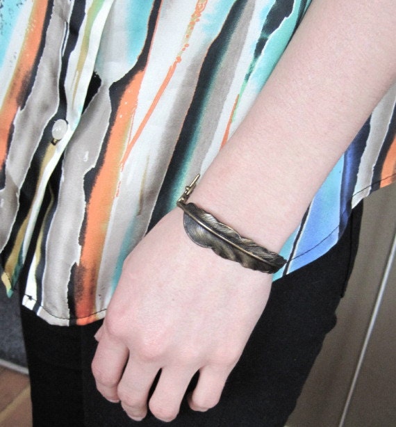 Dark Tarnished Feather Bracelet