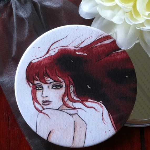 Red Haired Girl Pocket Mirror