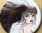 Dark Haired Girl Pocket Mirror