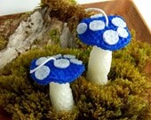 Mushroom Candles Pair Garden Woodland Wedding Party Favor Cake Topper Whimsical Bride Shrooms Decor Candle Blue