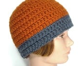 Handmade Hat, Beanie, Toboggan, Men's or Women's - Oxford Pumpkin