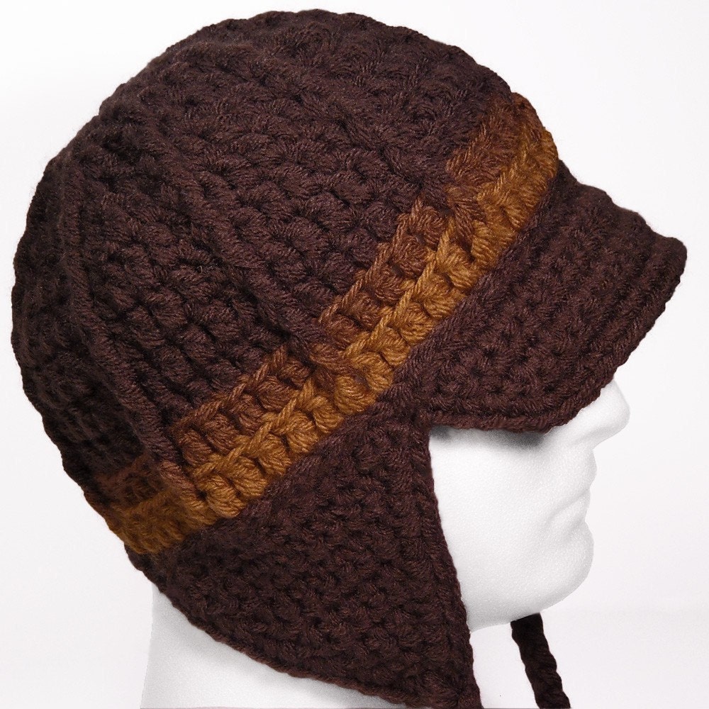 Newsboy Hat with Earflaps and Visor - BUTTERSCOTCH TOFFEE TRUFFLE