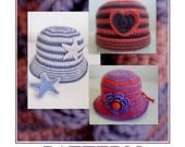 PATTERN Crochet Hat STRIPES sun  summer Instant pdf download