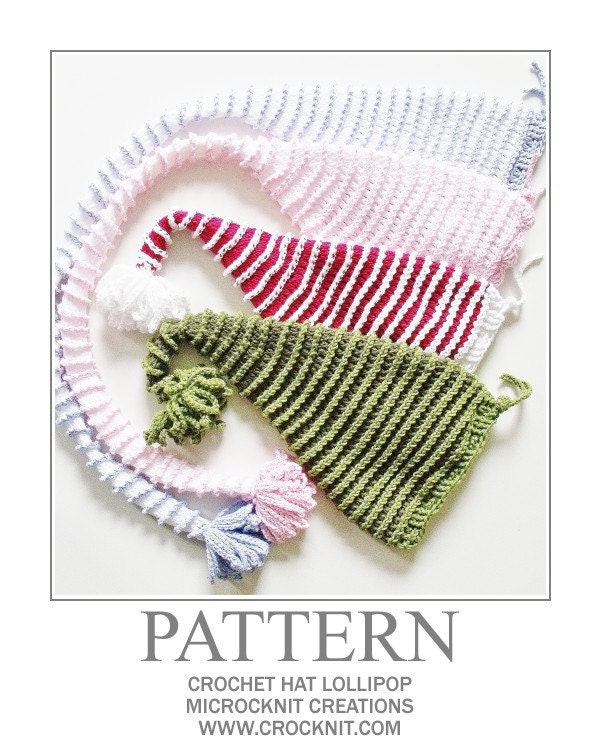 PATTERN Crochet Hat LOLLIPOP elf santa long tail   Instant pdf download