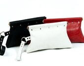Leather Wristlet Clutch Purse (RED, BLACK, OR  WHITE)