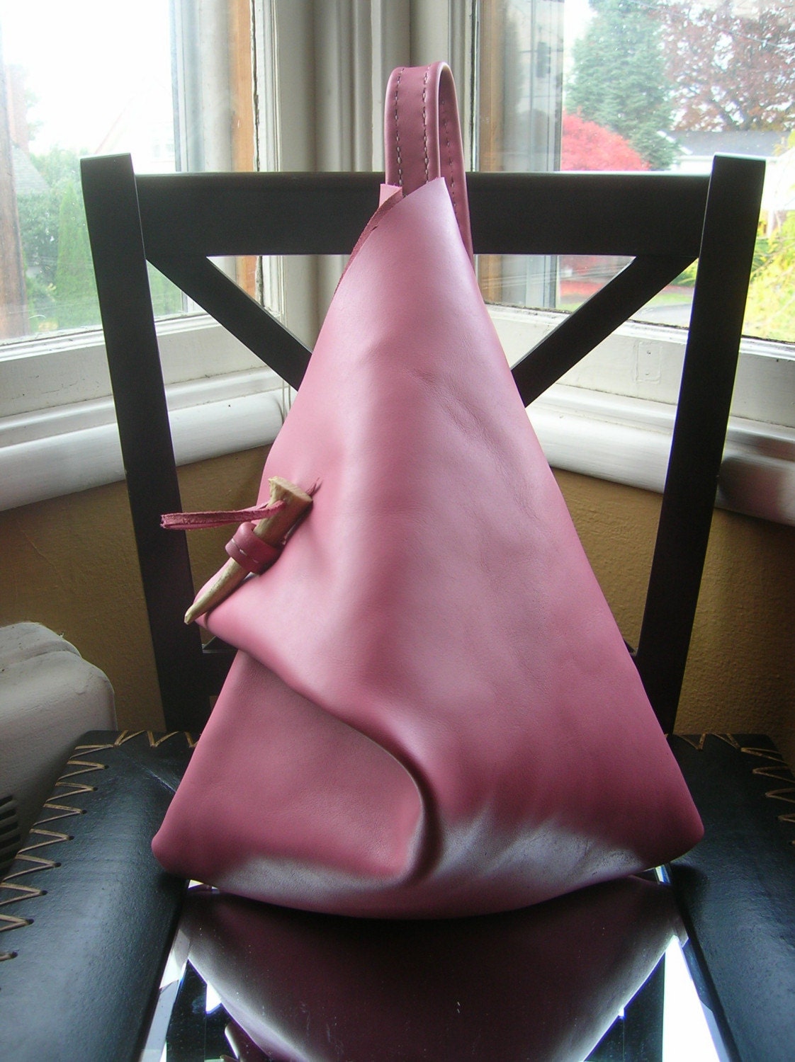 Rose Water Leather Triangle Purse