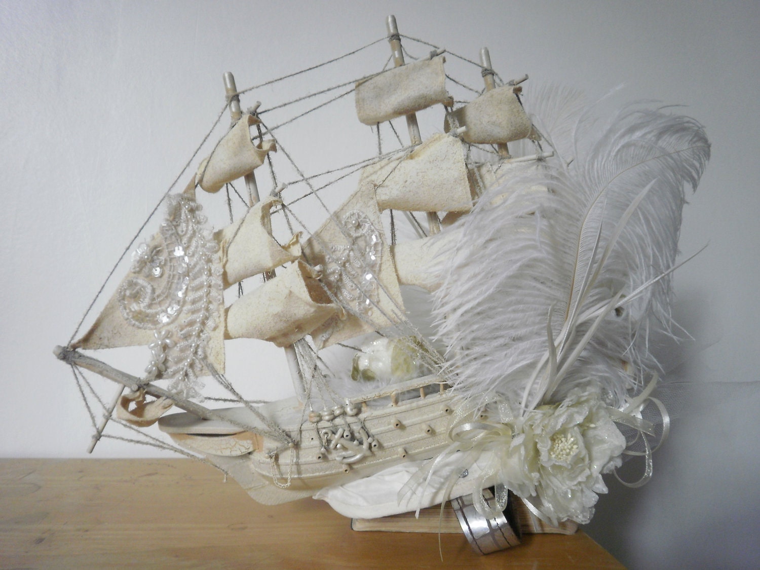 Ghost Galleon Ship Fascinator Hat. Antique Cream or Antique White.