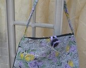 Ric Rac and Tulips Handbag, constructed from vintage apron
