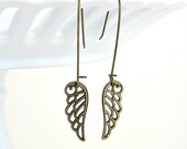 Angel Wings Earrings, Guardian Angel, Little Angel, Antique Brass, Lightweight