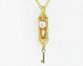 Doorplate with Crystal Doorknob Necklace, Alice In Wonderland, Looking Glass
