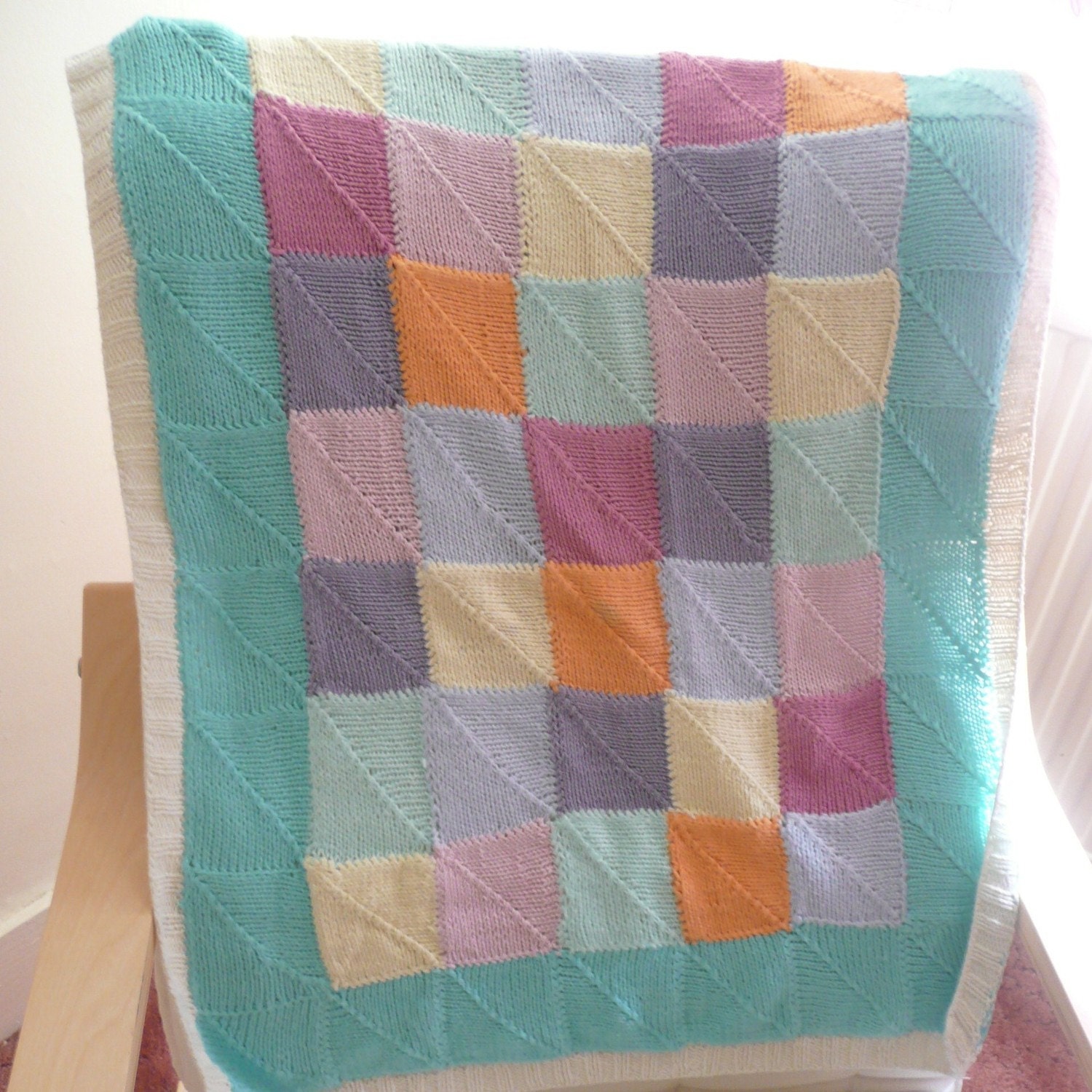 INSTANT DOWNLOAD Knitting PATTERN Pretty Patchwork Baby Blanket