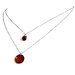 Necklace - Dual Pendants - Garnet / Enamelled Sterling Silver Dome