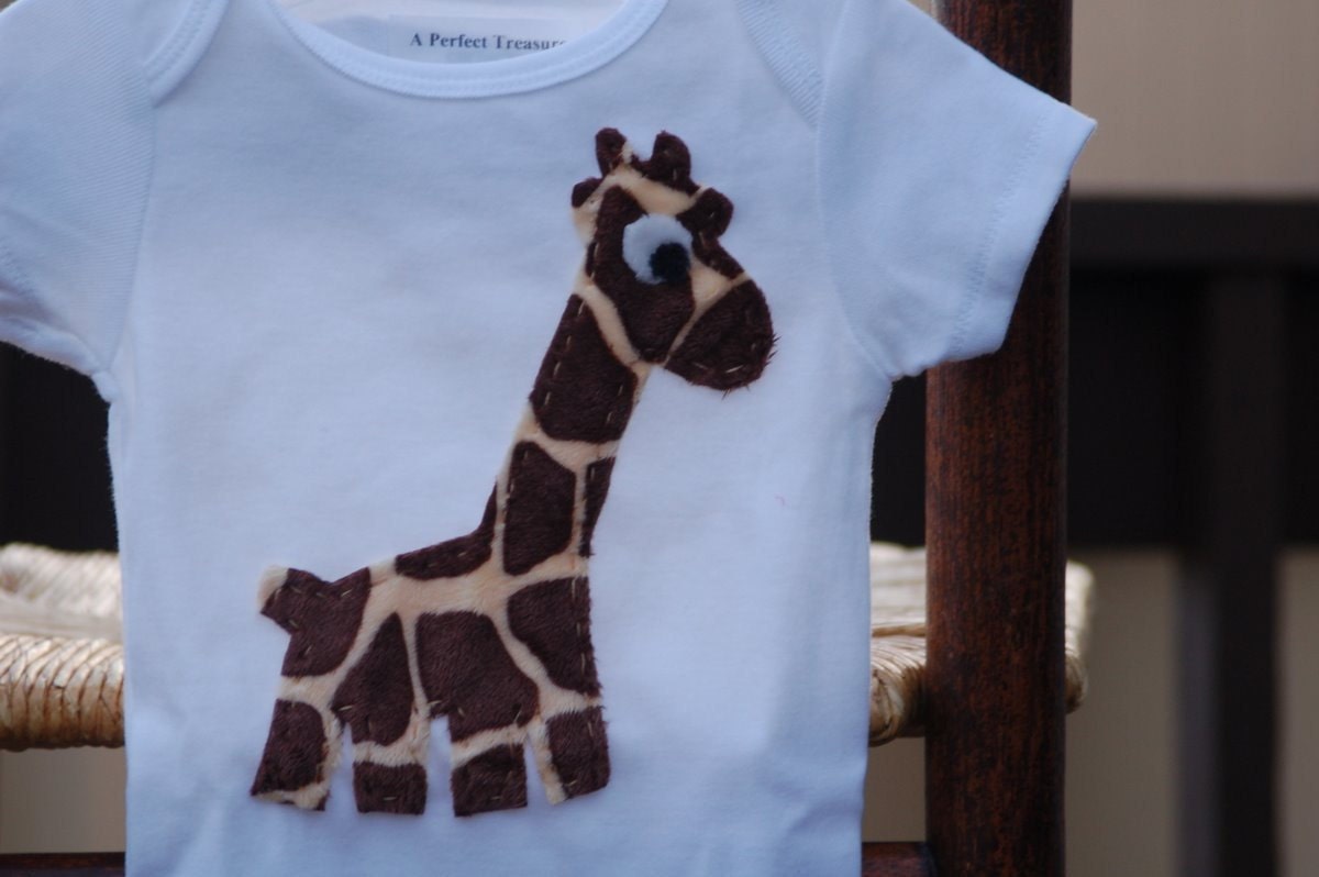 new item on sale.  adorable giraffe onesie.  handstitched using soft, minky fabric.