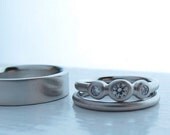 Platinum and Diamond 3 stone ring complete wedding set