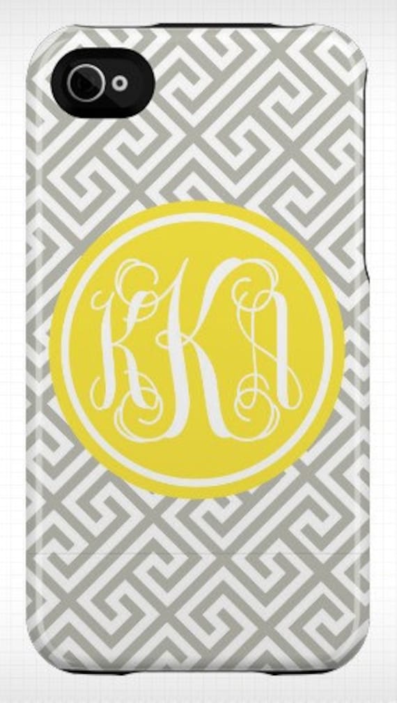 Personalized GREY GREEK KEY  iphone case
