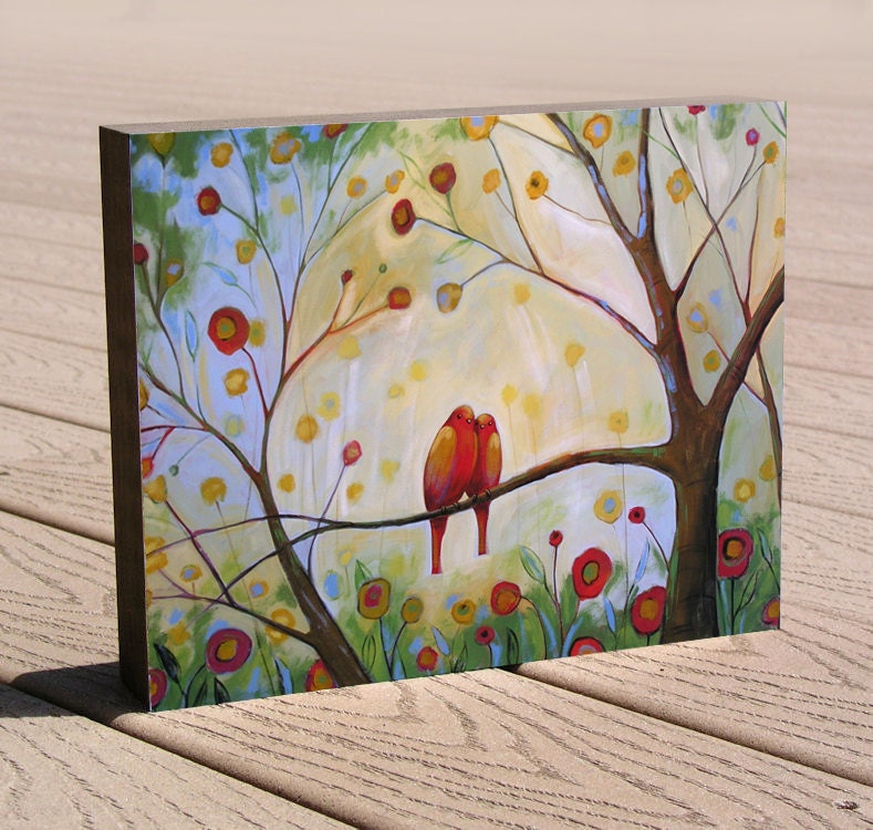 Amy Giacomelli painting print ...8 x 10 print mounted on cradled birch panel..."Garden of Eden" by Amy Giacomelli