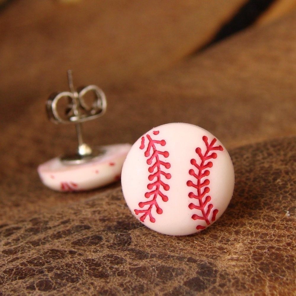 Miniature Baseball Stud Earrings - Ball Park Ear Gear