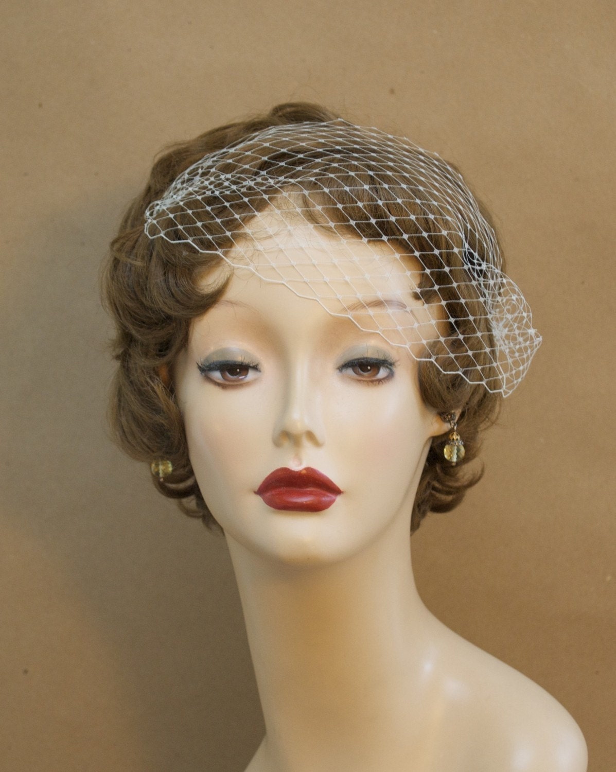Bridal Birdcage Russian Blusher Sliver Veil - White, Light Ivory, or Black - "Sliver"