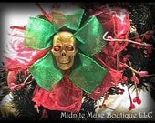 Festive Sparkling Holiday Skully Wreath - Alternative Christmas -OOAK -  Holiday SALE