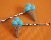 Mint Ice Cream Bobby Pin Pair