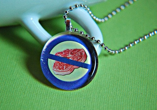 Handcrafted Glass Necklace - No Meat