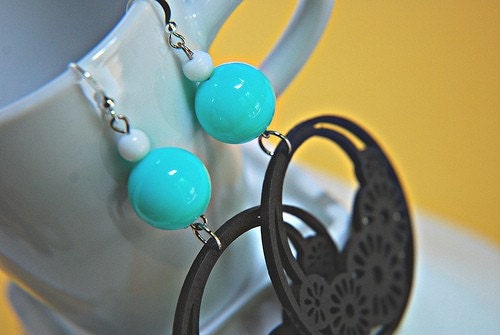 Dangly Wooden Flower Earrings