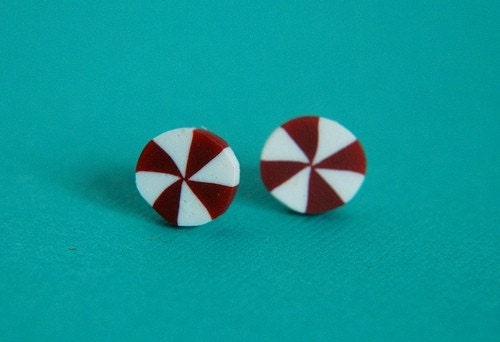 Tiny Peppermint Candy Stud Earrings