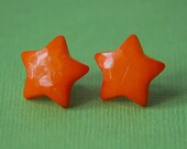 Orange Star Stud Earrings