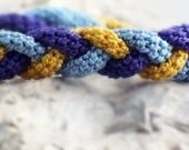 Crochet Bracelet Fiber Bracelet  Braided I-Cord Yellow Blue Purple